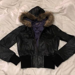 Vintage Leather jacket by french designer Marithe Francois Girbaud